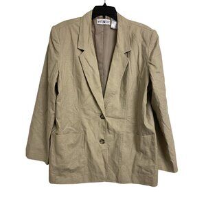 White Stag Linen Sand Blazer Jacket Size 16